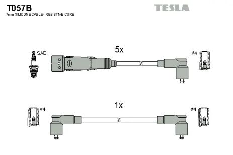 Комплект проводов зажигания, VW TRANSPORTER, TESLA (T057B)