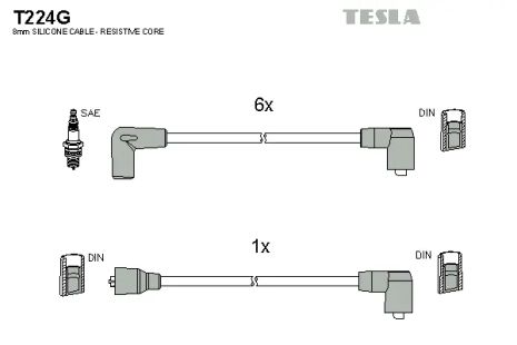 Комплект проводов зажигания, FORD GRANADA, TESLA (T224G)
