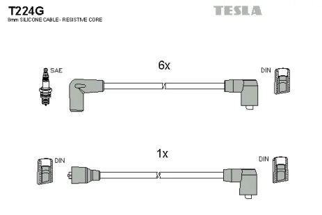 Комплект проводов зажигания, FORD GRANADA, TESLA (T224G)