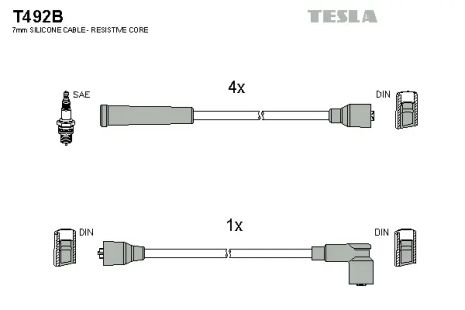 Комплект проводов зажигания, NISSAN VANETTE, TESLA (T492B)