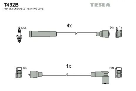 Комплект проводов зажигания, NISSAN VANETTE, TESLA (T492B)