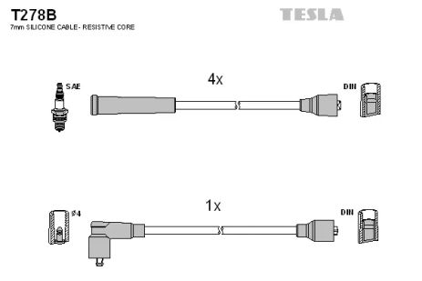 Комплект проводов зажигания, OPEL OMEGA, TESLA (T278B)