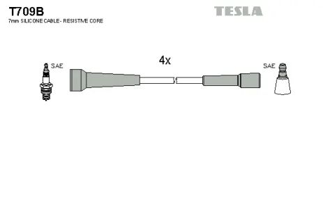 Комплект проводов зажигания, RENAULT ESPACE, TESLA (T709B)
