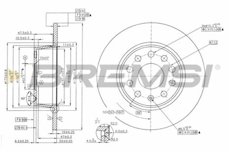 Диск гальмівний VW T-ROC, SKODA OCTAVIA, BREMSI (CD7328S) Диск гальмівний VW T-ROC, SKODA OCTAVIA, BREMSI (CD7328S)