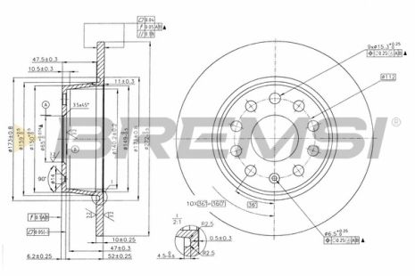 Диск гальмівний VW T-ROC, SKODA OCTAVIA, BREMSI (CD7328S) Диск гальмівний VW T-ROC, SKODA OCTAVIA, BREMSI (CD7328S)