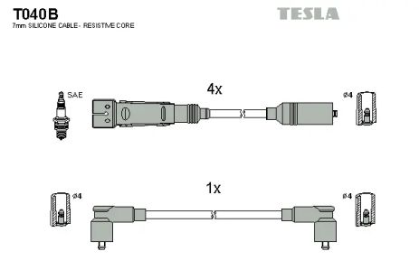 Комплект проводов зажигания, VW VENTO, SEAT IBIZA, TESLA (T040B)