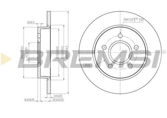 Диск тормозной FORD FOCUS, BREMSI (CD7226S) Диск тормозной FORD FOCUS, BREMSI (CD7226S)