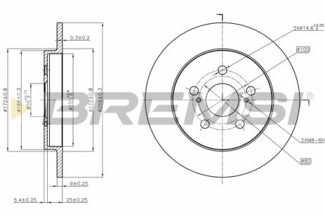 Диск тормозной SUBARU TREZIA, TOYOTA PRIUS, BREMSI (CD7875S)