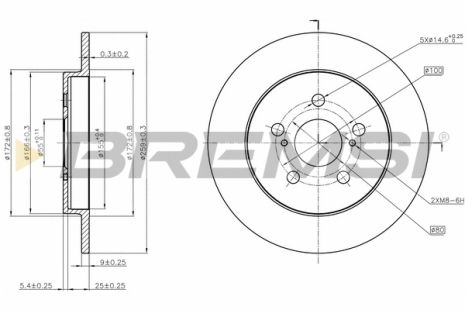 Диск тормозной SUBARU TREZIA, TOYOTA PRIUS, BREMSI (CD7875S)