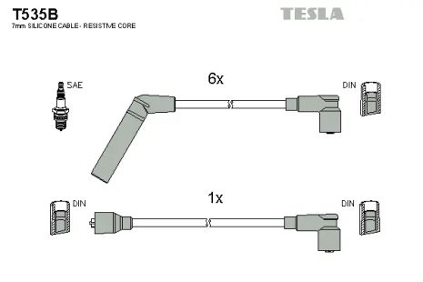 Комплект проводов зажигания, MITSUBISHI PAJERO, TESLA (T535B)