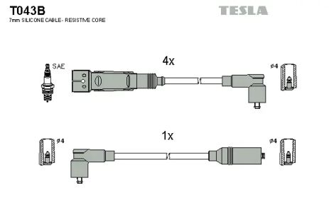 Комплект проводов зажигания, SEAT IBIZA, VW POLO, TESLA (T043B)