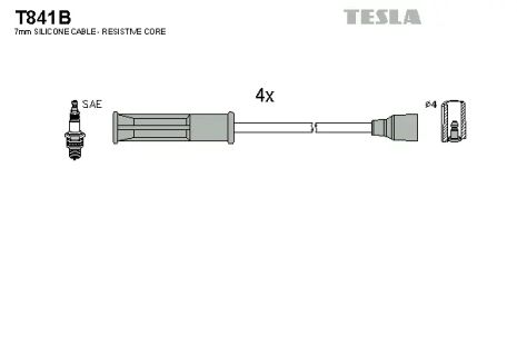 Комплект проводов зажигания, RENAULT CLIO, TESLA (T841B)