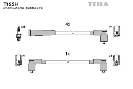 Комплект проводов зажигания, SKODA FELICIA, TESLA (T195H)