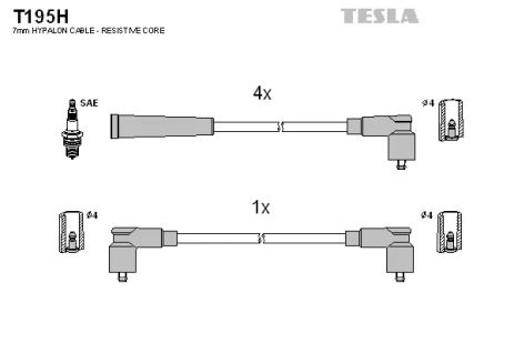 Комплект проводов зажигания, SKODA FELICIA, TESLA (T195H)