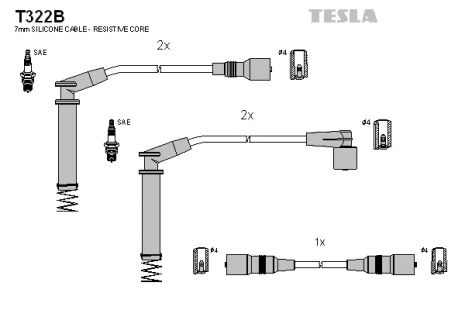 Комплект проводов зажигания, OPEL OMEGA, TESLA (T322B)