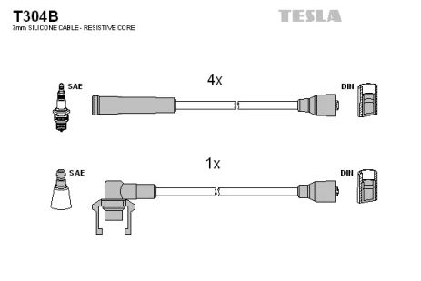 Комплект проводов зажигания, VOLVO 340-360, RENAULT SUPER, TESLA (T304B)