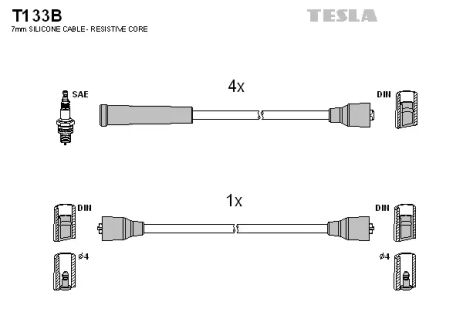 Комплект проводов зажигания, FIAT REGATA, TESLA (T133B)