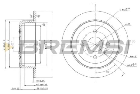 Диск тормозной DACIA LOGAN, CHEVROLET NUBIRA, BREMSI (CD7187S)
