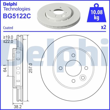 Диск тормозной MG MG, DELPHI (BG5122C) Диск тормозной MG MG, DELPHI (BG5122C)