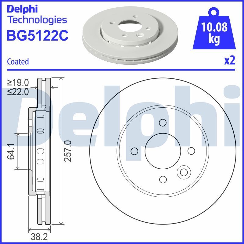 Диск тормозной MG MG, DELPHI (BG5122C) Диск тормозной MG MG, DELPHI (BG5122C)