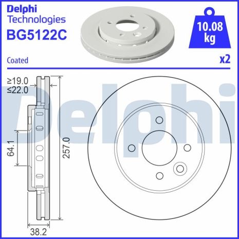 Диск гальмівний MG MG, DELPHI (BG5122C)