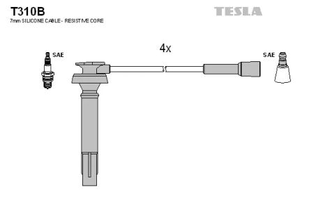 Комплект проводов зажигания, SUBARU OUTBACK, TESLA (T310B)