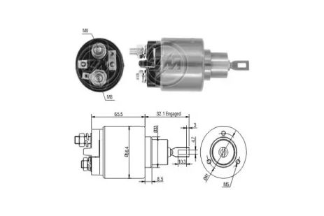 Тяговое реле, стартер ZM573 ROVER AUSTIN