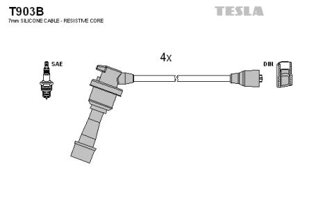 Комплект проводов зажигания, MITSUBISHI GALANT, TESLA (T903B)