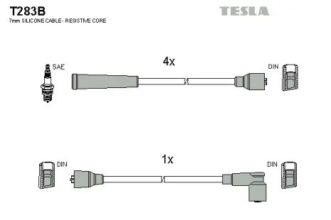 Комплект проводов зажигания, OPEL REKORD, TESLA (T283B)