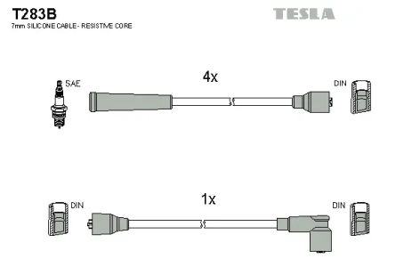 Комплект проводов зажигания, OPEL REKORD, TESLA (T283B)