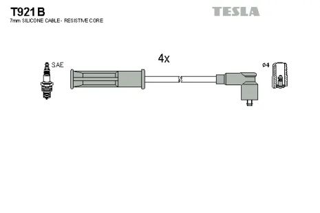 Комплект проводов зажигания, RENAULT KANGOO, TESLA (T921B)