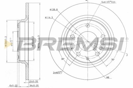 Диск гальмівний MAZDA 6, BREMSI (CD7500S) Диск гальмівний MAZDA 6, BREMSI (CD7500S)
