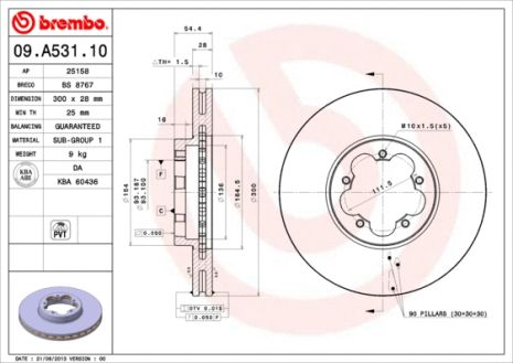 Диск гальмівний FORD (JMC), BREMBO (09A53110)