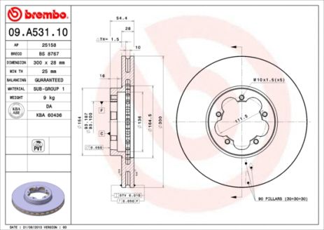 Диск тормозной FORD (JMC), BREMBO (09A53110)