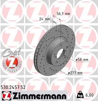 Диск гальмівний TOYOTA GT, SUBARU BRZ, ZIMMERMANN (530245752)