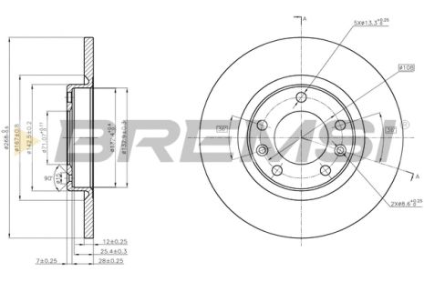 Диск гальмівний OPEL GRANDLAND, PEUGEOT 508, BREMSI (CD8569S)