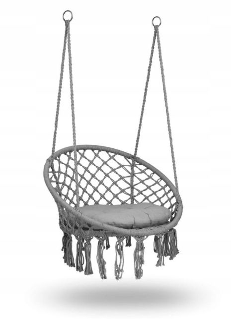 Садовое подвесное кресло-качалка с подушкой Boho серое, кресло-гамак