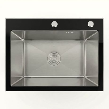 Кухонна мийка 60*45 скляна BLACK GLASS VALESO Handmade