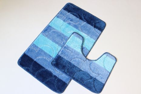 Комплект синіх килимків для санвузла Vonaldi Multicolor (80x50 і 40x50 см) 11668/s Комплект синіх килимків для санвузла Vonaldi Multicolor (80x50 і 40x50 см) 11668/s