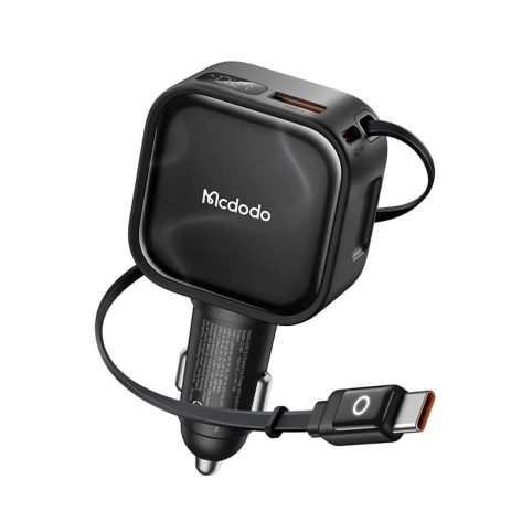 Автомобильное зарядное устройство Mcdodo FreeGo Pro 93W с выдвижным кабелем, LED-дисплеем, USB-C+USB-A, поддержкой PD/QC CC-8670