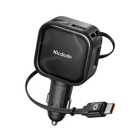 Автомобильное зарядное устройство Mcdodo FreeGo Pro 93W с выдвижным кабелем, LED-дисплеем, USB-C+USB-A, поддержкой PD/QC CC-8670 Автомобильное зарядное устройство Mcdodo FreeGo Pro 93W с выдвижным кабелем, LED-дисплеем, USB-C+USB-A, поддержкой PD/QC CC-8670