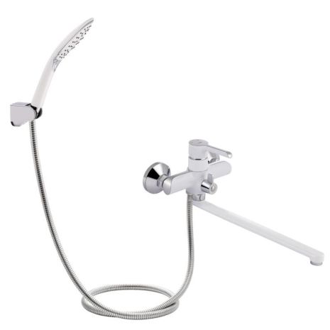Смеситель для ванны Qtap Grand с поворотным изливом и душ гарнитуром QTGRAWCR005 Chrome/White Смеситель для ванны Qtap Grand с поворотным изливом и душ гарнитуром QTGRAWCR005 Chrome/White