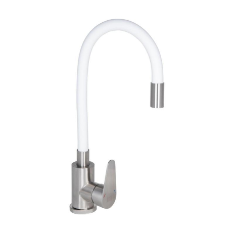 Змішувач для кухні Lidz Vida 015F3 з гнучким виливом (k35) LDVID015F3WHI43357 White/Nickel Змішувач для кухні Lidz Vida 015F3 з гнучким виливом (k35) LDVID015F3WHI43357 White/Nickel