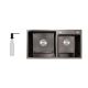 Мийка для кухні з двома чашами інтегрована Lidz Handmade H7843 (LDH7843BPVD45586) Brushed Black PVD