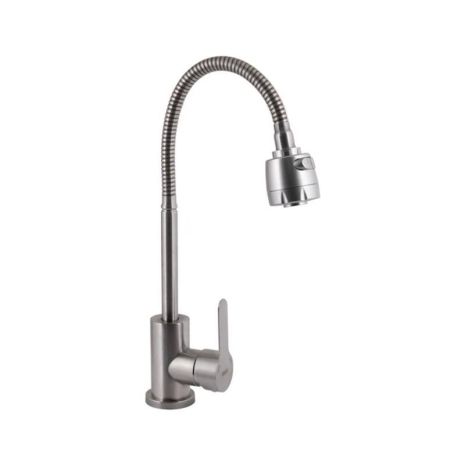 Смеситель для кухни Brinex Pure 015F41 с гибким изливом Nickel BRIPUR015F41NKL