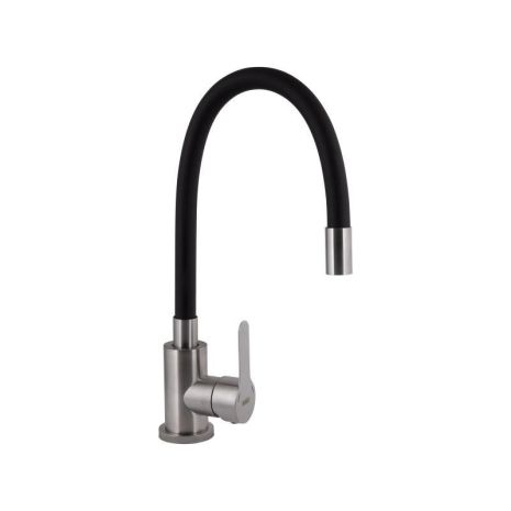 Кухонний змішувач Brinex Pure 015F3 з гнучким виливом Nickel/Black BRIPUR015F3NKB