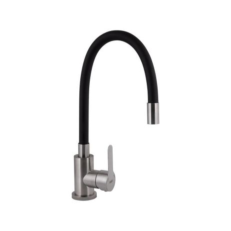 Смеситель для кухни Brinex Pure 015F3 с гибким изливом Nickel/Black BRIPUR015F3NKB Смеситель для кухни Brinex Pure 015F3 с гибким изливом Nickel/Black BRIPUR015F3NKB