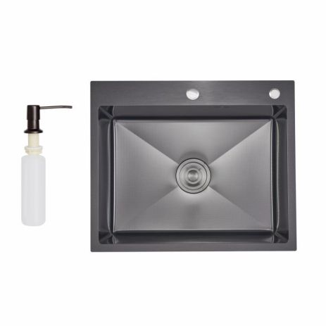 Интегрированная мойка Lidz Handmade H6050HB для кухни Decor Black PVD Honeycomb 2,5/0,5 мм LDH6050BDECPVD48371