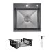 Комплект з інтегрованою мийкою для кухні Lidz Handmade H5050HB Decor Black PVD Honeycomb з дозатором + Lidz K01G Комплект з інтегрованою мийкою для кухні Lidz Handmade H5050HB Decor Black PVD Honeycomb з дозатором + Lidz K01G