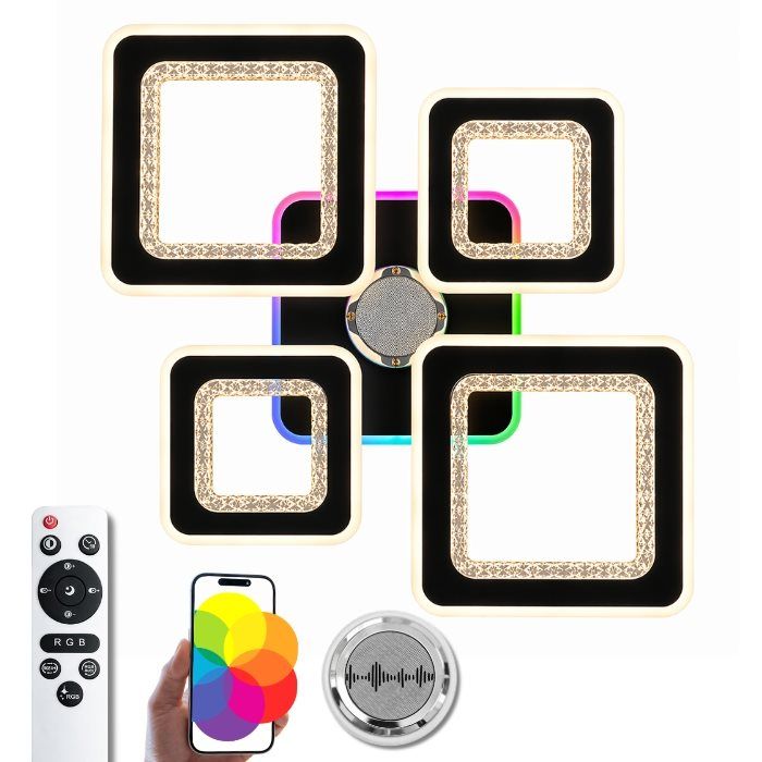 Люстра потолочная светодиодная с музыкальной колонкой и RGB подсветкой VALESO YZD1275 Черный Люстра потолочная светодиодная с музыкальной колонкой и RGB подсветкой VALESO YZD1275 Черный